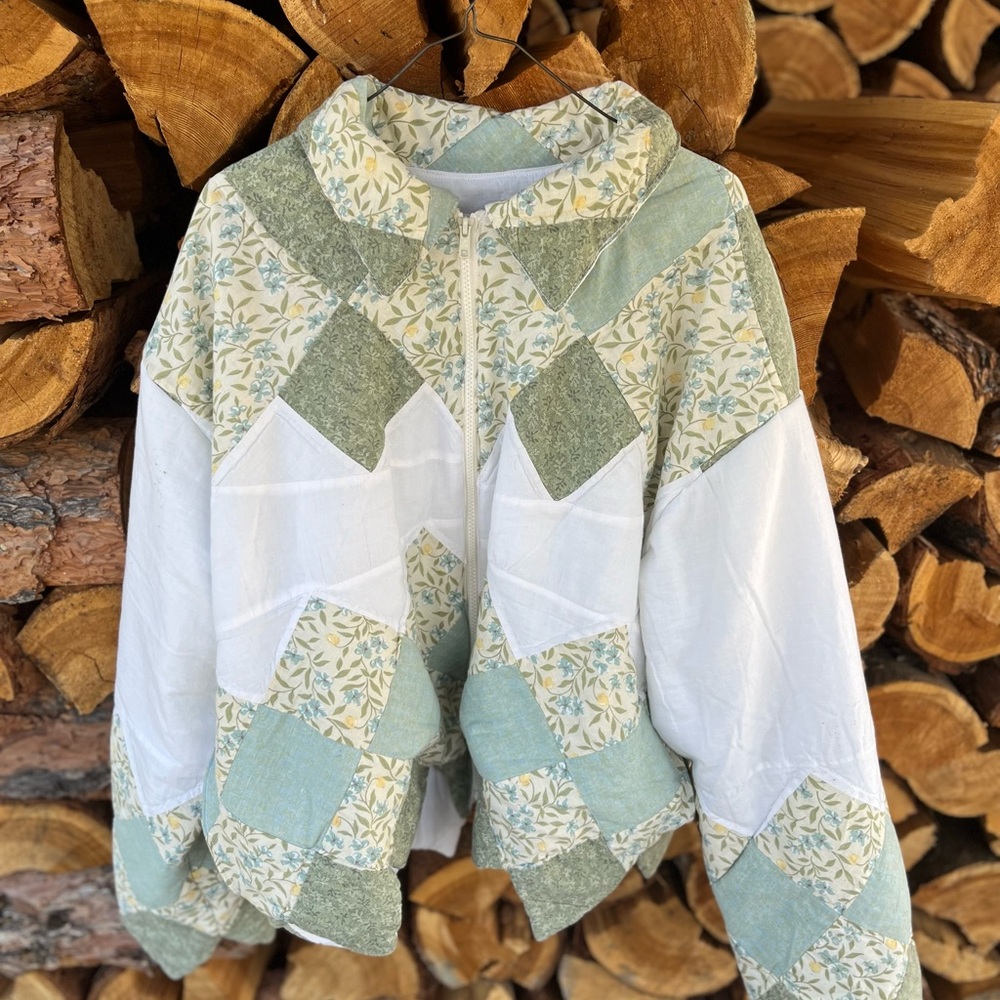 Patchwork Floral Jacket - Green and White